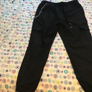 Men drawstring waist flap pocket pants